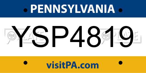 YSP4819 Pennsylvania License Plate