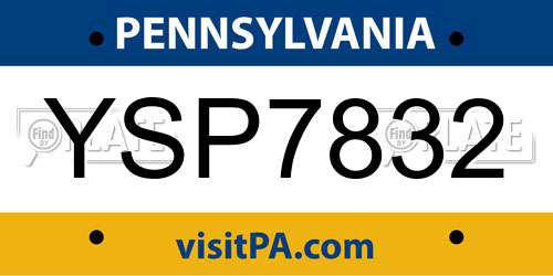 YSP7832 Pennsylvania License Plate
