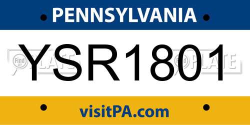 YSR1801 Pennsylvania License Plate