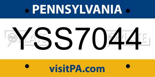 YSS7044 Pennsylvania License Plate