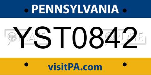 YST0842 Pennsylvania License Plate