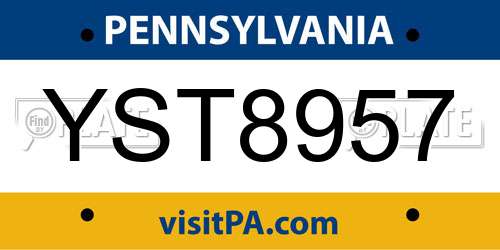 YST8957 Pennsylvania License Plate
