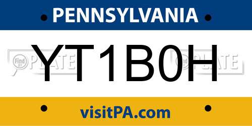 YT1B0H Pennsylvania License Plate