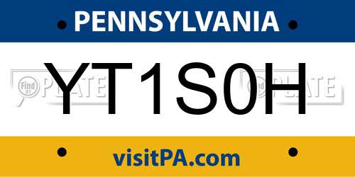 YT1S0H Pennsylvania License Plate