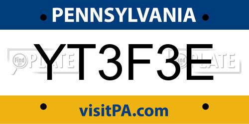 YT3F3E Pennsylvania License Plate