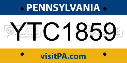 YTC1859 Pennsylvania License Plate