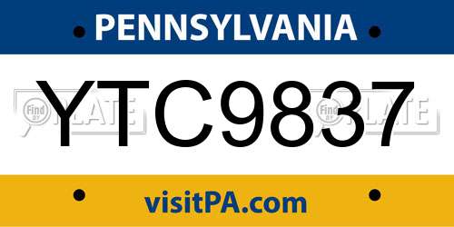 YTC9837 Pennsylvania License Plate