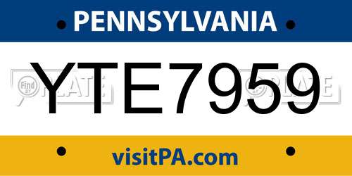 YTE7959 Pennsylvania License Plate