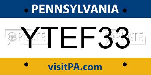 YTEF33 Pennsylvania License Plate