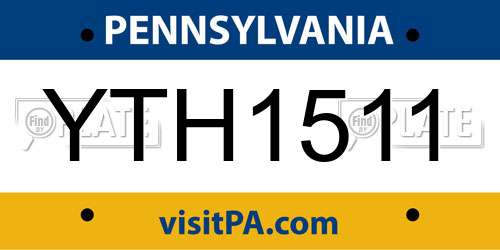 YTH1511 Pennsylvania License Plate