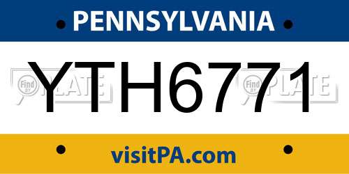 YTH6771 Pennsylvania License Plate
