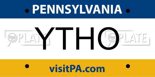 YTHO Pennsylvania License Plate