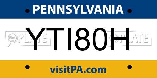 YTI80H Pennsylvania License Plate