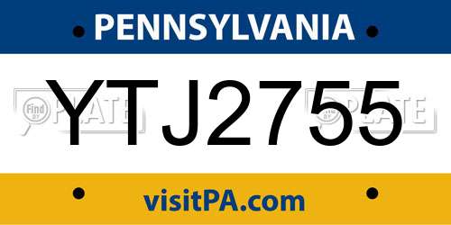 YTJ2755 Pennsylvania License Plate