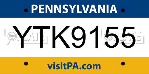 YTK9155 Pennsylvania License Plate