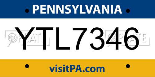 YTL7346 Pennsylvania License Plate