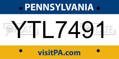 YTL7491 Pennsylvania License Plate