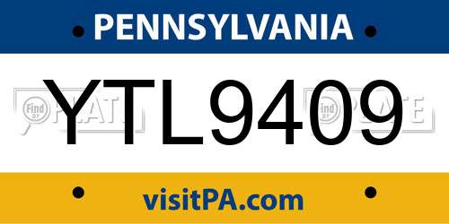 YTL9409 Pennsylvania License Plate