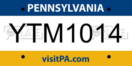 YTM1014 Pennsylvania License Plate
