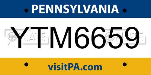 YTM6659 Pennsylvania License Plate