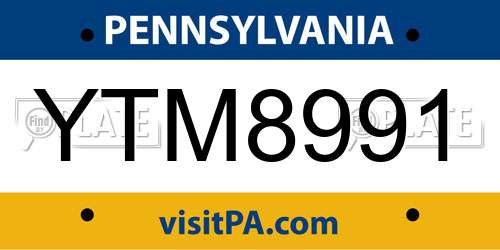YTM8991 Pennsylvania License Plate