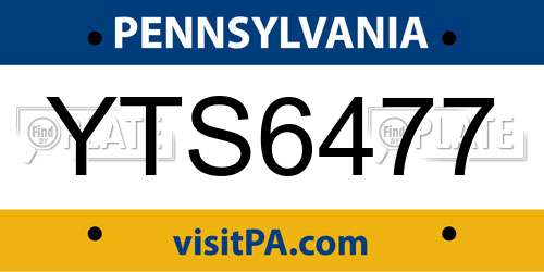 YTS6477 Pennsylvania License Plate