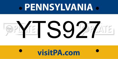 YTS927 Pennsylvania License Plate
