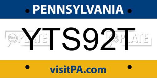 YTS92T Pennsylvania License Plate