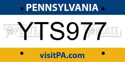YTS977 Pennsylvania License Plate