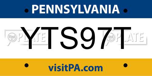 YTS97T Pennsylvania License Plate