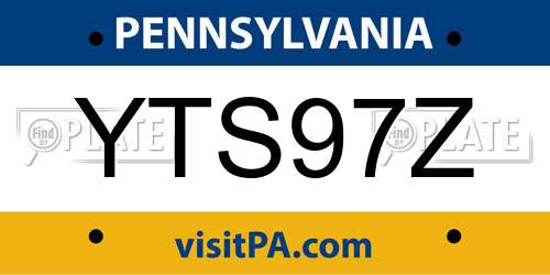 YTS97Z Pennsylvania License Plate