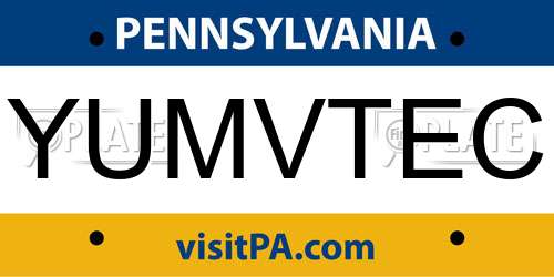 YUMVTEC Pennsylvania License Plate