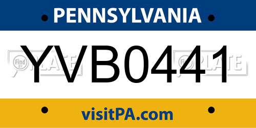 YVB0441 Pennsylvania License Plate