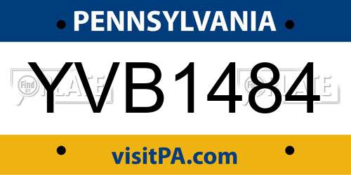 YVB1484 Pennsylvania License Plate