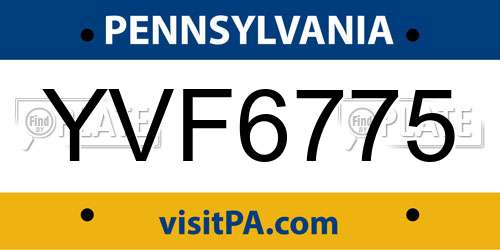 YVF6775 Pennsylvania License Plate