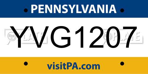 YVG1207 Pennsylvania License Plate