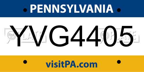 YVG4405 Pennsylvania License Plate