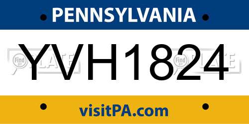 YVH1824 Pennsylvania License Plate
