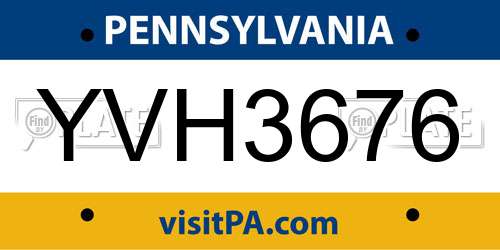 YVH3676 Pennsylvania License Plate