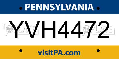 YVH4472 Pennsylvania License Plate
