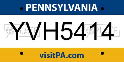 YVH5414 Pennsylvania License Plate