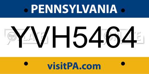 YVH5464 Pennsylvania License Plate