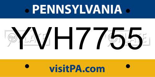 YVH7755 Pennsylvania License Plate