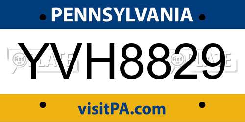 YVH8829 Pennsylvania License Plate