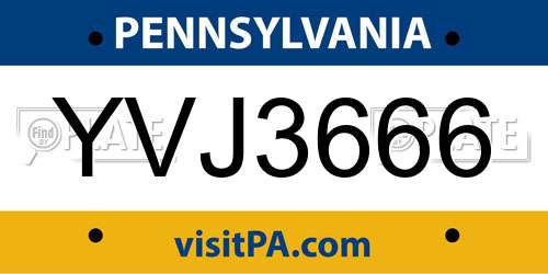 YVJ3666 Pennsylvania License Plate