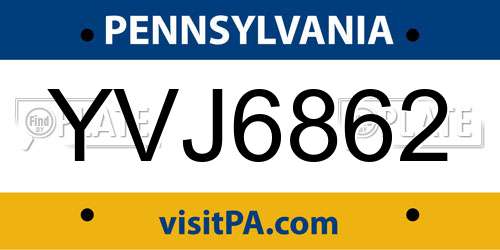 YVJ6862 Pennsylvania License Plate