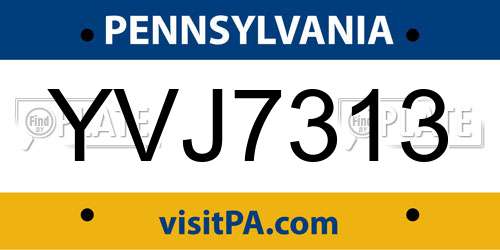 YVJ7313 Pennsylvania License Plate
