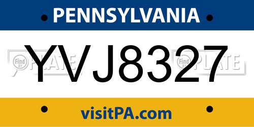 YVJ8327 Pennsylvania License Plate