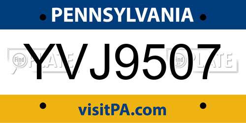 YVJ9507 Pennsylvania License Plate