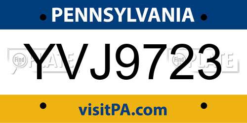YVJ9723 Pennsylvania License Plate